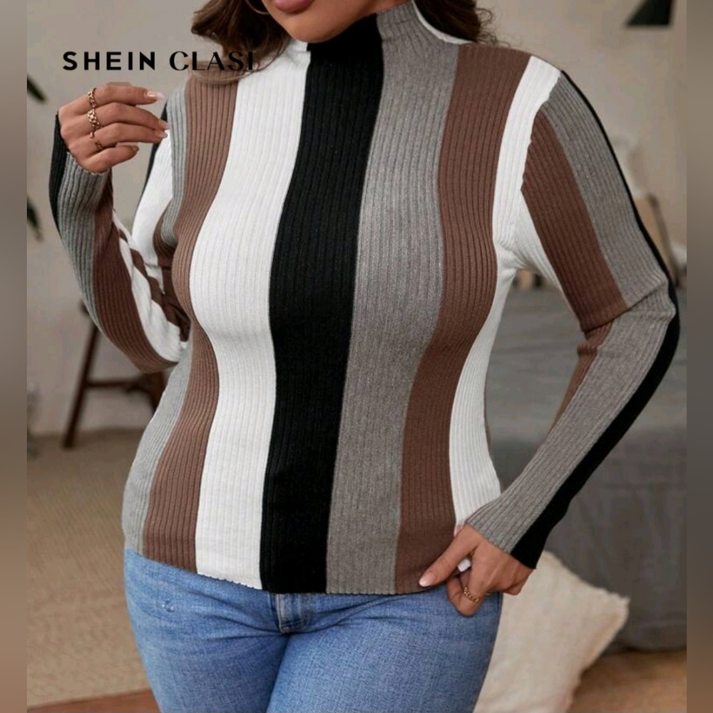 SHEIN Multicolor Ribbed Knit Sweater - Picture 3 of 3